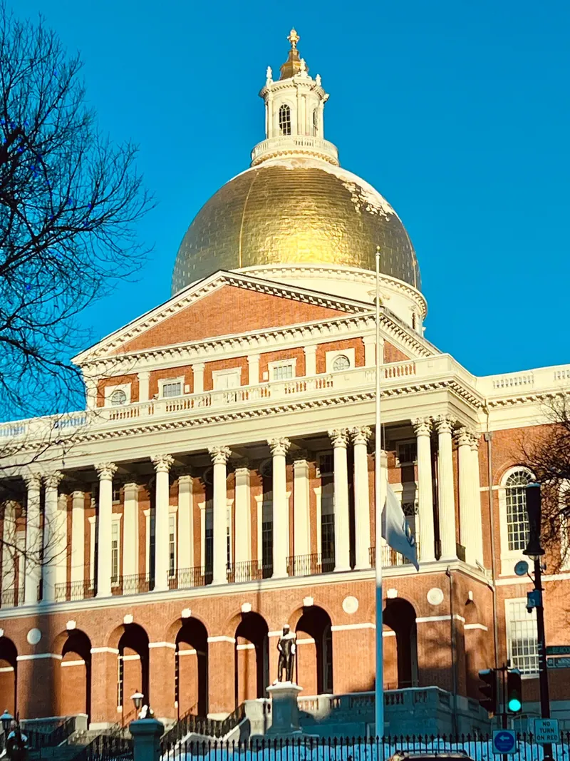 The Massachusetts State House with its golden dome in Boston