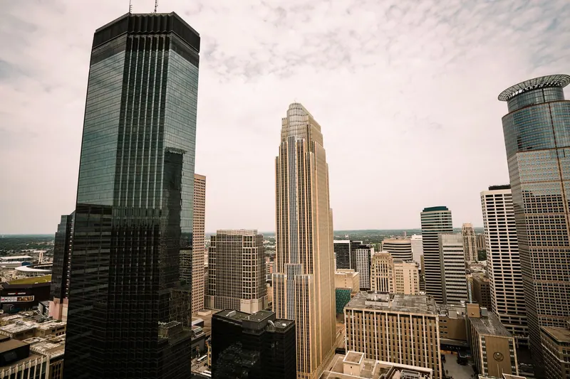 Aerial view of the Minneapolis skyline