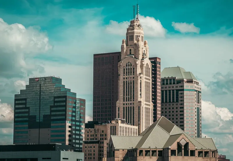 The Columbus, Ohio skyline with the LeVeque Tower
