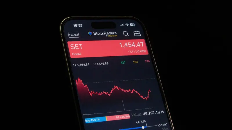 Smartphone displaying a stock market chart